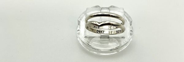 Vintage DIXI 925 Sterling Silver Stacking Heart Ring Pair – Size I – 1.18g - Image 3