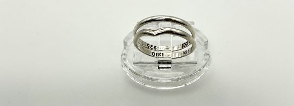 Vintage DIXI 925 Sterling Silver Stacking Heart Ring Pair – Size I – 1.18g - Image 2