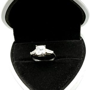 Sterling Silver Trilogy Ring with Princess Cut CZ | 925 Hallmarked | Size N/O | 2.92g