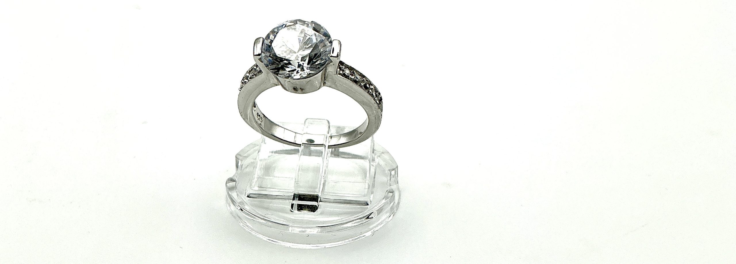 925 Sterling Silver Solitaire Ring with Diamond-Quality CZ – Size M – 4.35g - Image 3