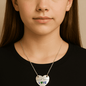 LOVE Heart Necklace – 925 Real Silver Choker (14") – Handmade in Italy 💖
